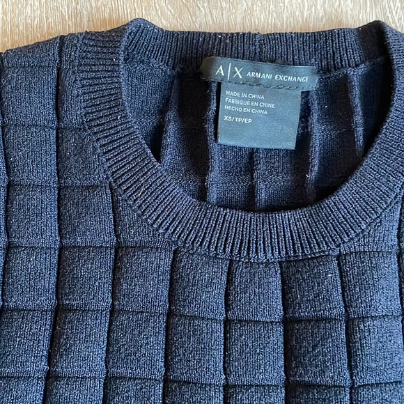 A/X Armani Exchange black quilted pattern knit sweater - Picture 4 of 5